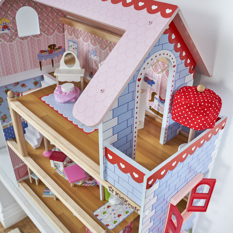 Chelsea Doll Cottage Wooden Dollhouse with 16 Accessories for 5 Inch Dolls
